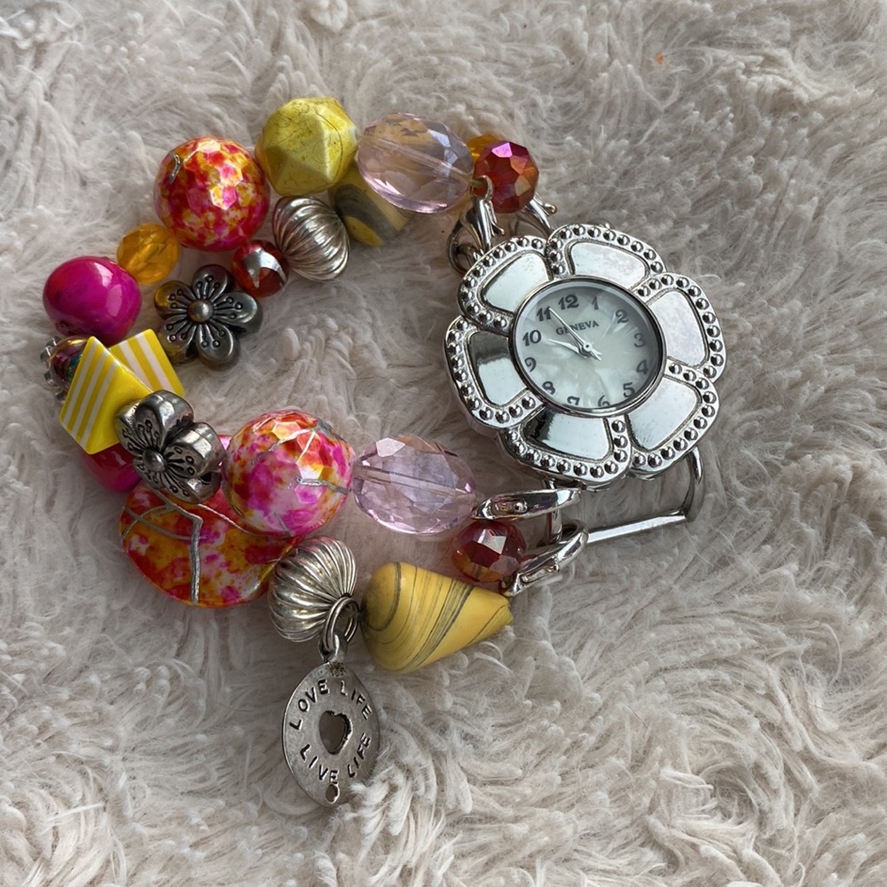 Geneva colorful beaded bracelet watch. 🌸🌼